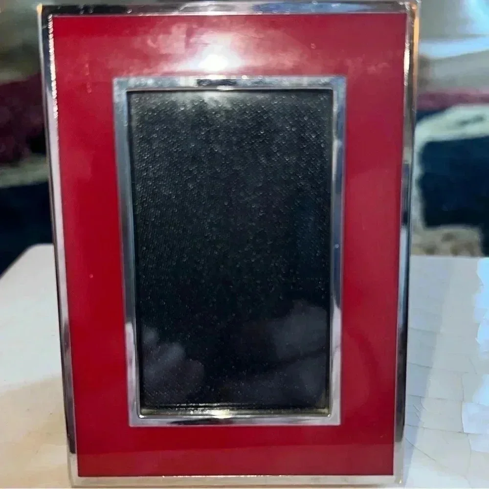 Picture Photo Frames 2 Silver Tone Deep Red Picture Frames with Glass